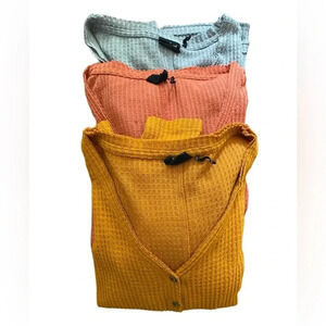 Lot of 3 Out From Under Jojo Oversized Thermal Button-Front Top Size XS